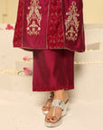 Fuchsia Embroidered Sequins Work Kurta Set