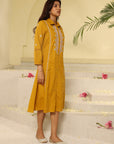 Honey Yellow Embroidered Ethnic Dress
