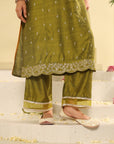 Apple Green Embroidered Kurta Set to be Worn With Matching Pants or Palazzos