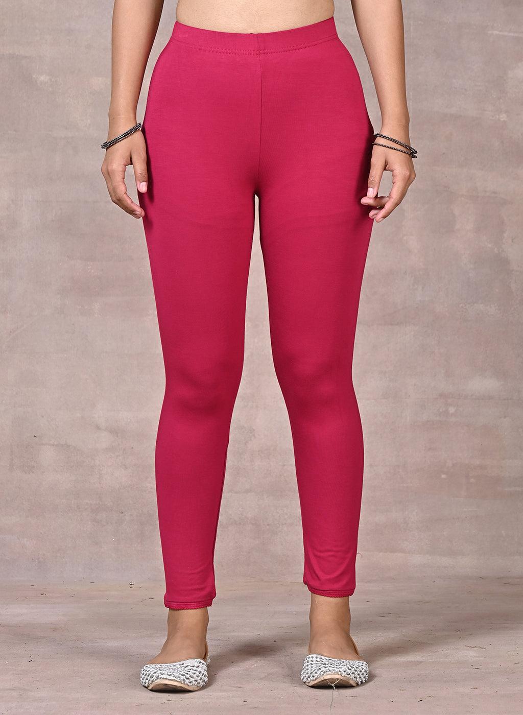 Farah Rose Pink Viscose Lycra Leggings for Women – Lakshita