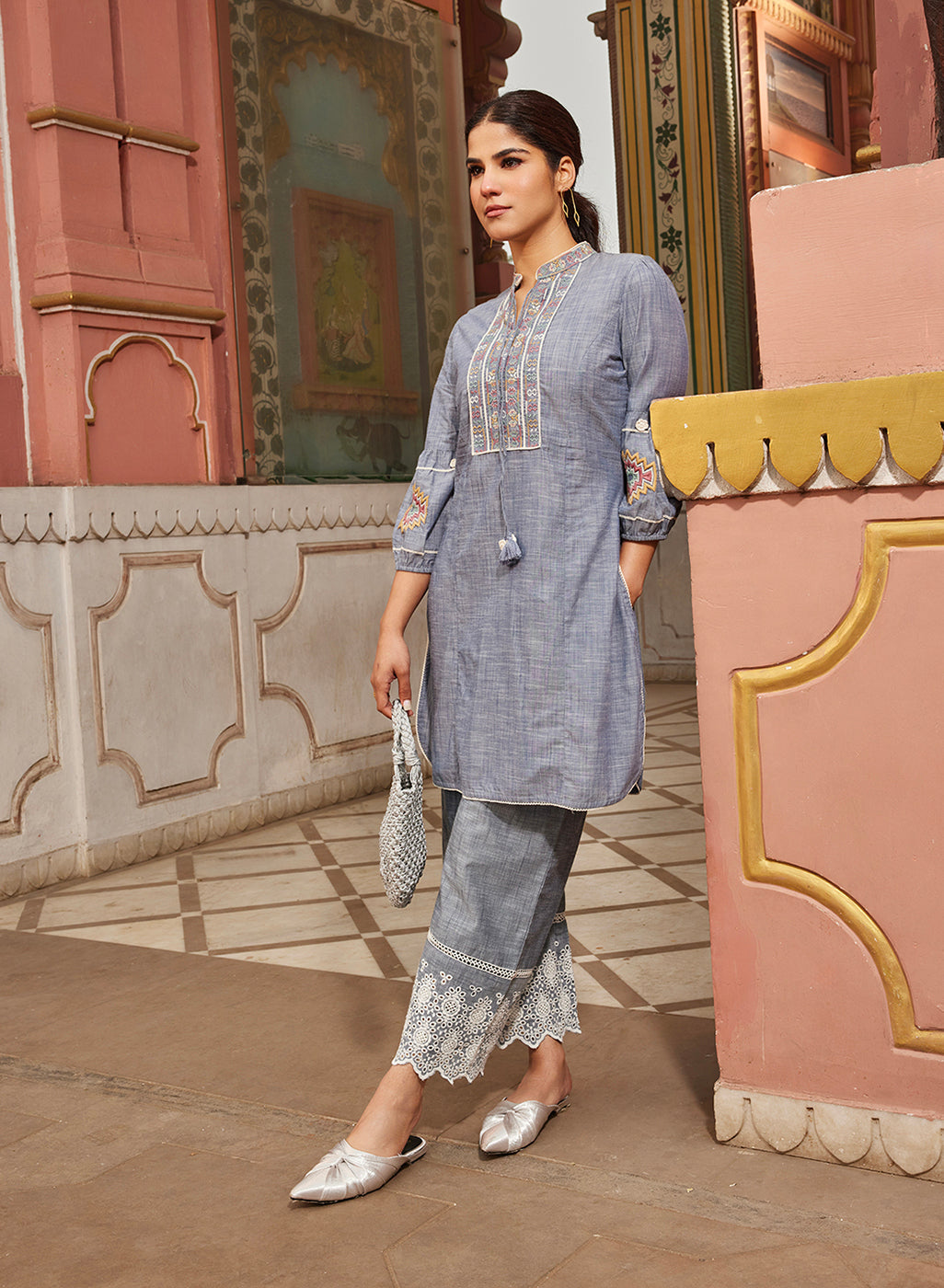 Stylish Kurti Kurta With Jeans For Girl Nighat Blue Denim