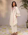 Aisha Ivory Embroidered Cotton Designer Kurta Set for Women