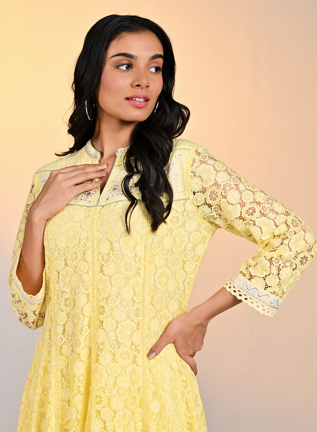 Roza Salmon Lemon Embroidered Raschel Net Designer Dress for Women Lakshita Roza Salmon Lemon Embroidered Raschel Net Designer Dress for Women Lakshita