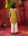 Hania Chartreuse Embroidered Cotton Silk Shirt for Women