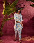 Mohini Turquoise Printed Rayon Co-ord Set for Women