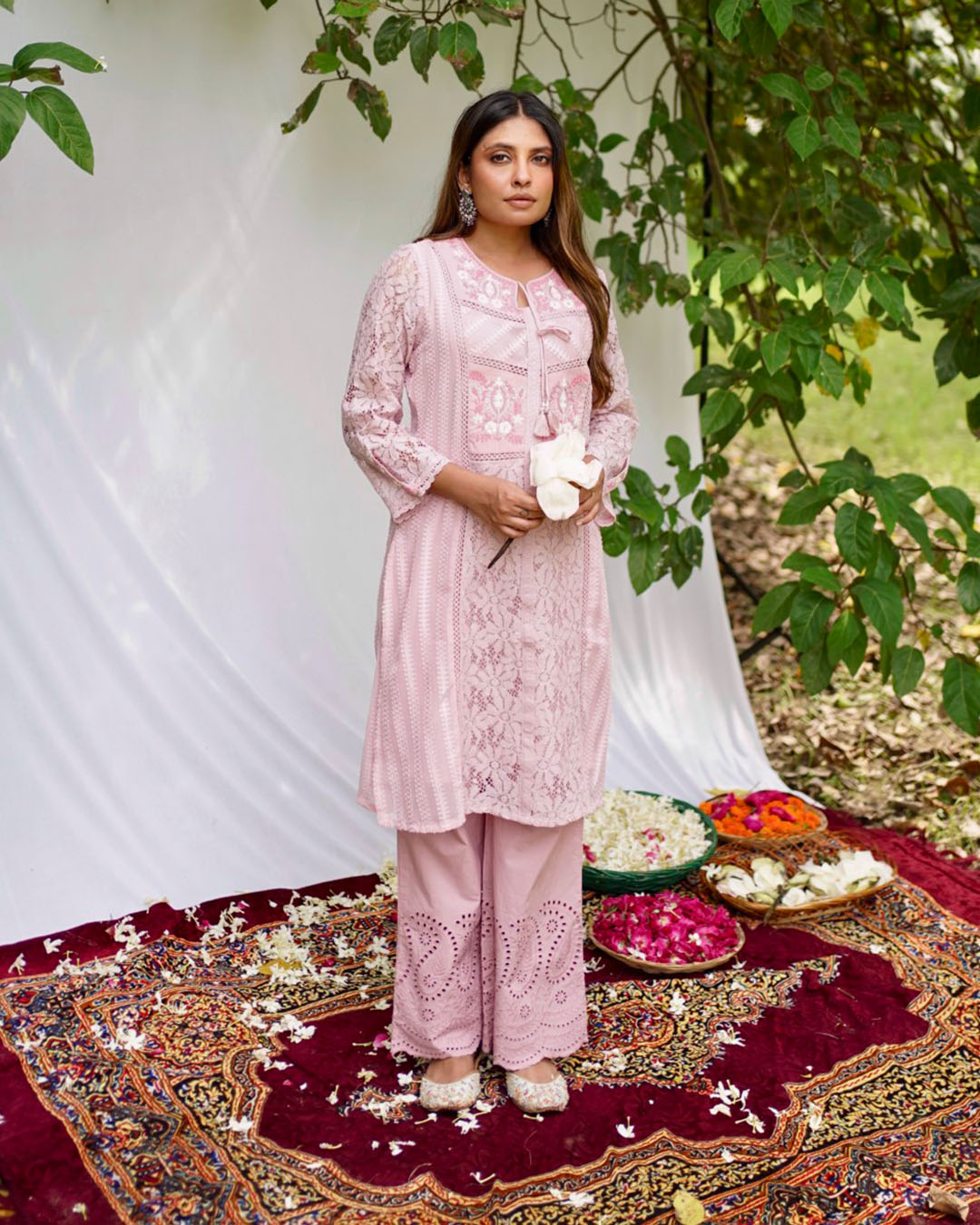 Arushi Tripathi carrying a beautiful light pink color co-ord set from Lakshita