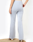 Spa Blue Fitted Trouser Pants With Straight Hem