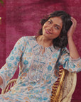 Mohini Turquoise Printed Rayon Co-ord Set for Women