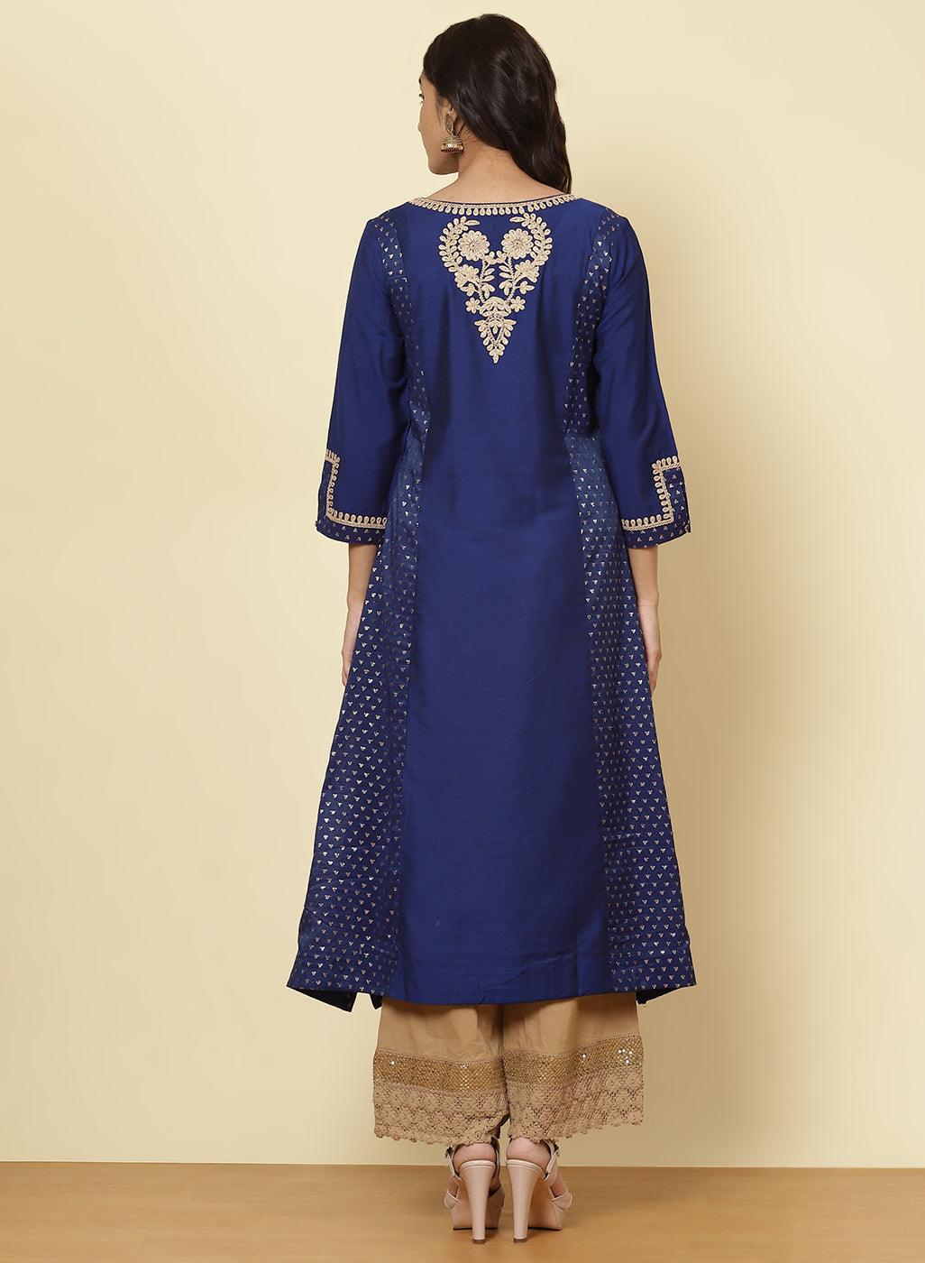 Imperial Blue Jashn Embroidered Kurta - Lakshita