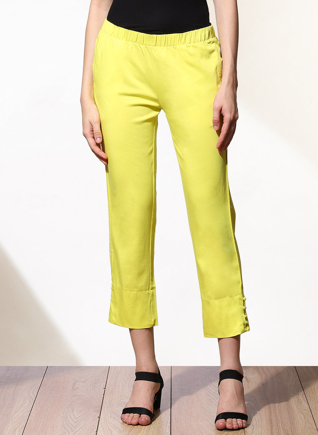 Mustard Capri In Solid Color-21SPT0224B-2C – Lakshita