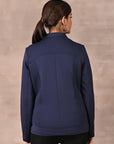 Navy Blue Quilted Jacket with Zipper Detail - Lakshita