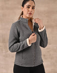 Grey Quilted Zipper Jacket with Slip Pockets - Lakshita