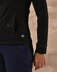Black High Neck Jacket with Zipper & Pockets - Lakshita