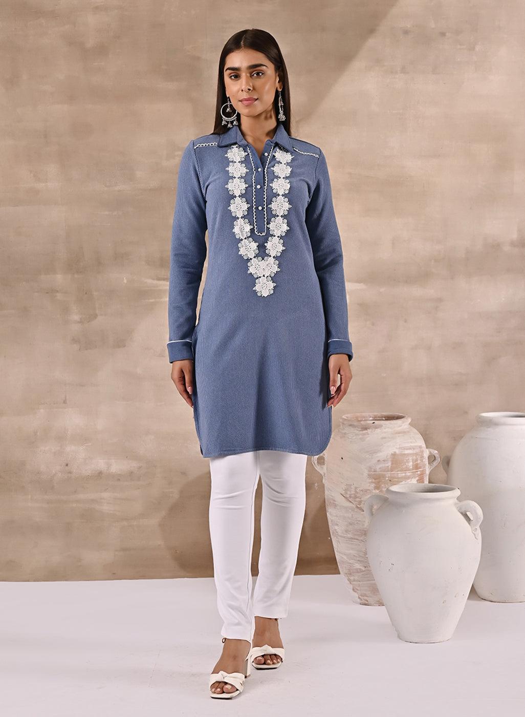 Neck Design Woolen Kurti With Pants Sale Woolen Kurti Neck Design
