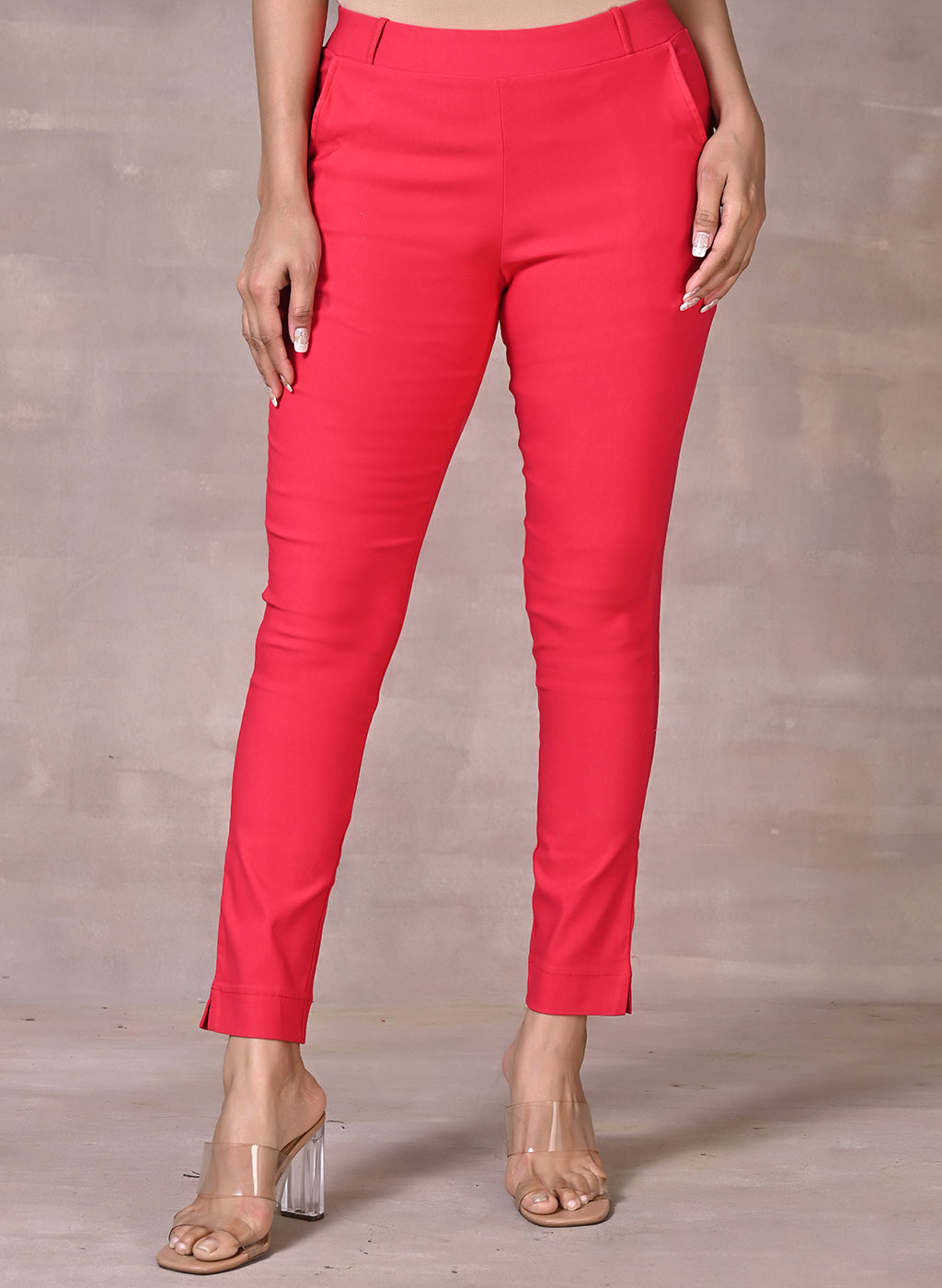 Skin-Fit Red Jeggings – Lakshita