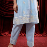 Spa Embroidered Chanderi A-Line Suit Set