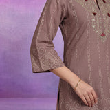 Pink Pure Cotton Bandhani Print Straight Kurta with Mirror Embroidery & Palazzo Set