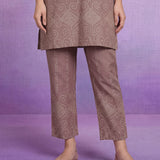 Pink Pure Cotton Bandhani Print Straight Kurta with Mirror Embroidery & Palazzo Set