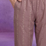 Pink Pure Cotton Bandhani Print Straight Kurta with Mirror Embroidery & Palazzo Set