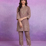 Pink Pure Cotton Bandhani Print Straight Kurta with Mirror Embroidery & Palazzo Set