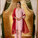 Ishika Flamingo Pink Embroidered Suit Set