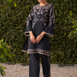 Sharvi Navy Blue Embroidered Rayon Co-ord Set for Women