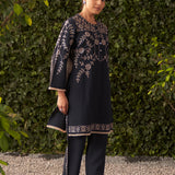 Sharvi Navy Blue Embroidered Rayon Co-ord Set for Women