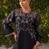 Sharvi Navy Blue Embroidered Rayon Co-ord Set for Women