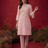Agasti Baby Pink Embroidered Kurta Set