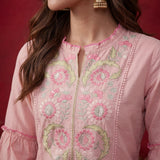 Agasti Baby Pink Embroidered Kurta Set