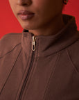 Taupe High-neck Jacket for Women