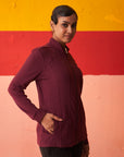 Maroon High-neck Jacket for Women