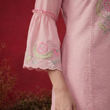 Agasti Baby Pink Embroidered Kurta Set