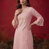 Agasti Baby Pink Embroidered Kurta Set