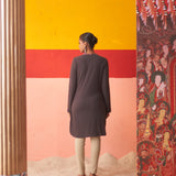 Grey Woollen Kurta for Women with Threadwork