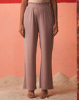 Pink Straight Fit Palazzo with Smocking Waist Band