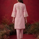 Agasti Baby Pink Embroidered Kurta Set