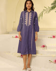 Purple Embroidered Ethnic Dress