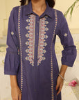 Purple Embroidered Ethnic Dress