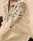 Ivory Knee-length Embroidered Kurta