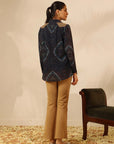 Yale Blue Chiffon Shirt with Zari Embroidery