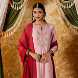 Ishika Flamingo Pink Embroidered Suit Set