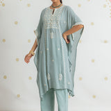 Amaira Celeste Blue Embroidered Kaftan Set