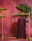 Taara Maroon Printed Viscose Silk Indo-Western Dress for Women