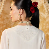 Aaliya Snow White Embroidered Suit Set
