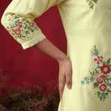 Saavan Light Green Embroidered Cotton blend Kurta Set
