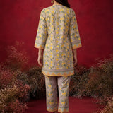 Saina Dove Beige Printed Remi Linen Co-ord Set for Women