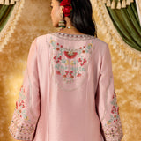 Vaara Nishat Pink Embroidered Suit Set with Dupatta