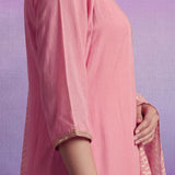 Light Pink Dori Embroidered Straight Suit Set
