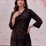 Meher Black Embroidered A-Line Kurta Set